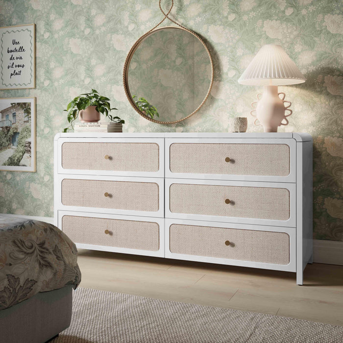 Patty - Rattan 6 Drawer Dresser - White