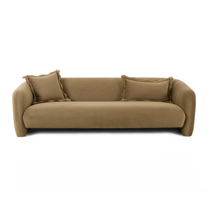 Lou - Cafe Au Lait Performance Velvet Sofa - Light Brown