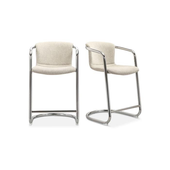 Freeman - Chrome Frame Counter Stool Blended Cream (Set of 2) - Blended Cream