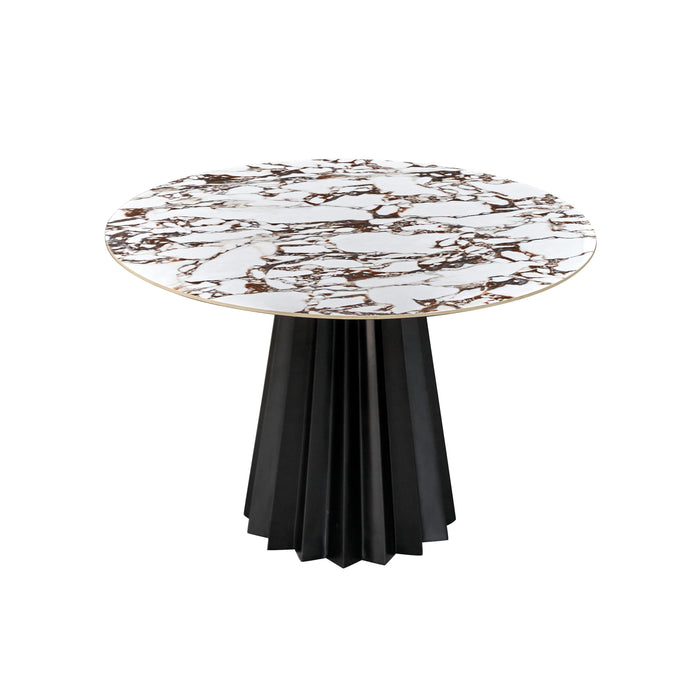 Jimena - Marble Ceramic Round Dining Table - Black