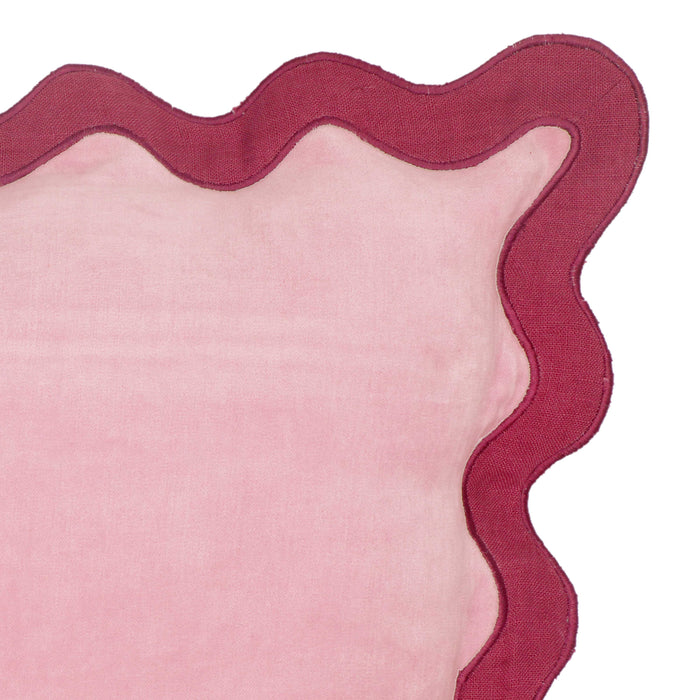 Scalloped - Edge Cotton Velvet Throw Pillow