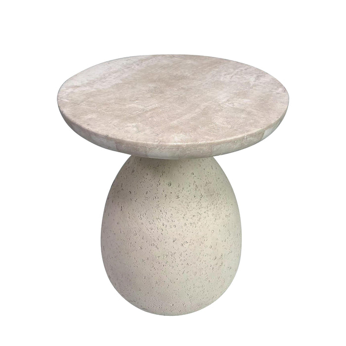 Gina - Travertine Side Table - Cream