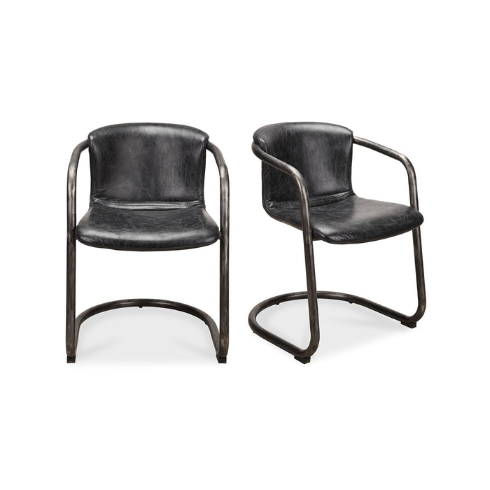 Freeman - Dining Chair Chair Leather (Set of 2) - Onyx Black