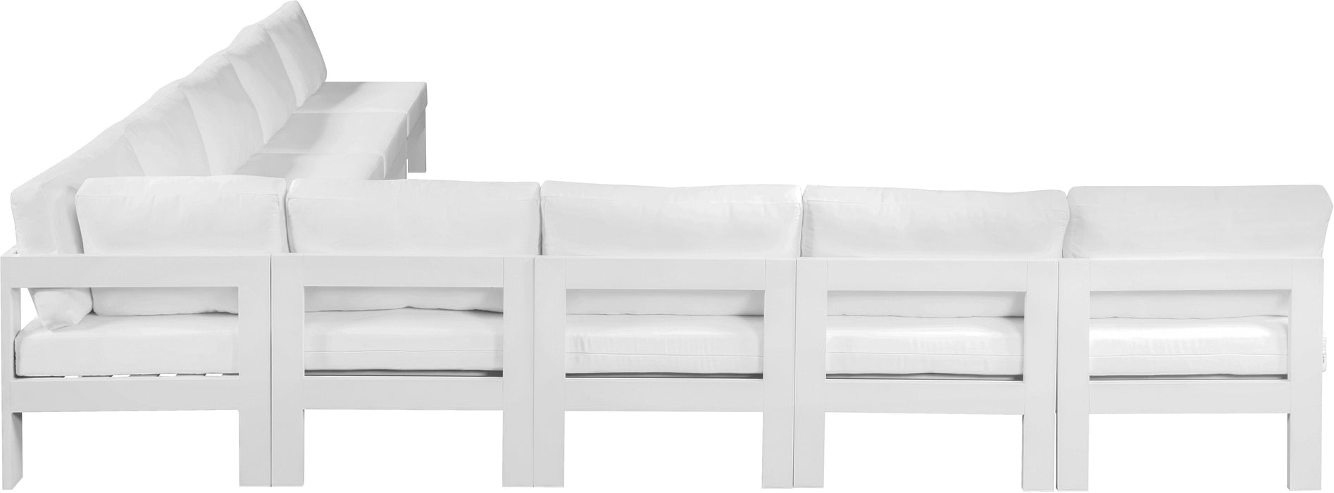 Nizuc - Outdoor Patio Modular Sectional 9 Piece - White - Metal