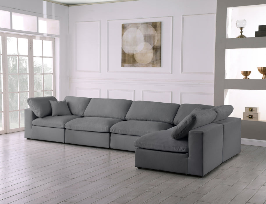 Serene - Linen Textured Fabric Deluxe Comfort Modular Sectional - Grey - Modern & Contemporary