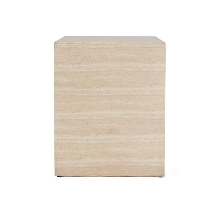 Rosen - Outdoor Concrete Rectangle End Table - Travertine