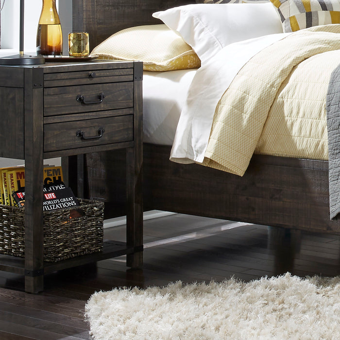 Abington - 2 Drawer Open Nightstand - Weathered Charcoal