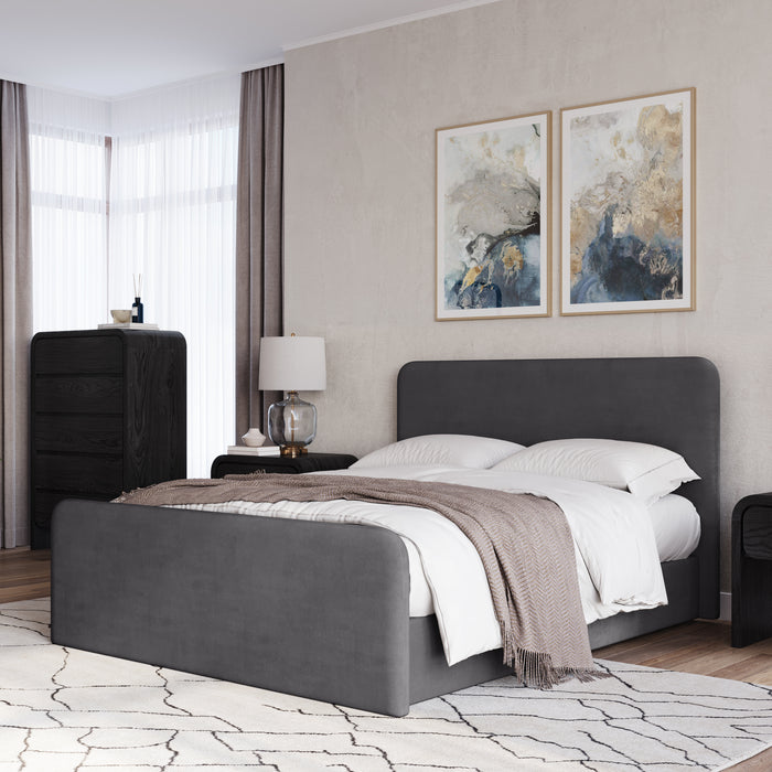 Elora Uph Queen Bed - Charcoal